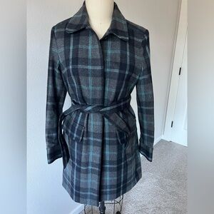 GAP Navy Plaid Wool Coat